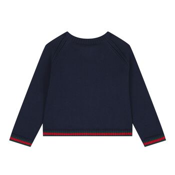 Baby Navy Blue Web Striped Cardigan