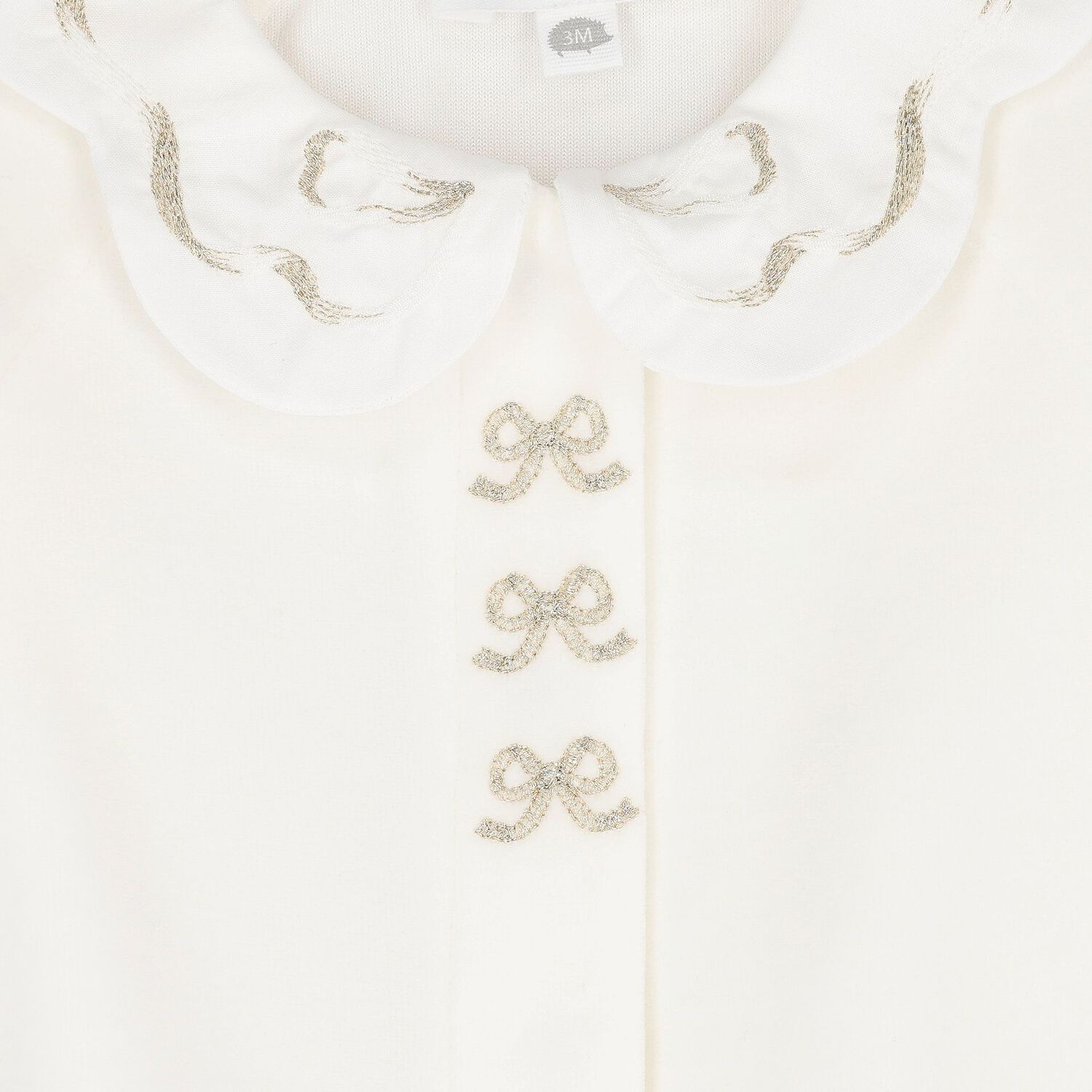 Baby Girls Ivory Bow Velour Babygrow, 1, hi-res
