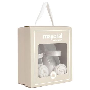 Baby Girls Silver Flower Pre Walker Shoes, 2 Baby Girls Silver Flower Pre Walker Shoes