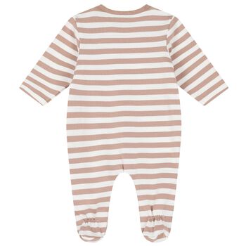 Brown & White Cotton Teddy Bear Babygrows ( 2-Pack )