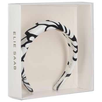 Girls Black & White Floral Padded Headband