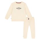 Beige Logo Baby Tracksuit, 1, hi-res