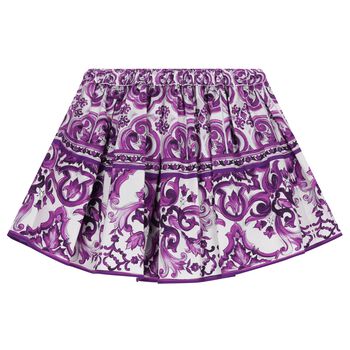 Girls White & Purple Majolica Skirt