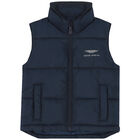 Boys Navy Logo Gilet, 1, hi-res