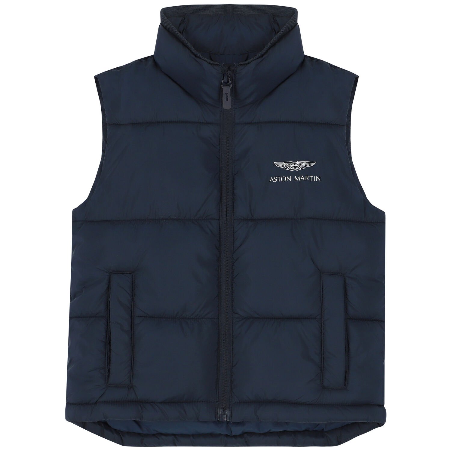 Boys Navy Logo Gilet, 1, hi-res