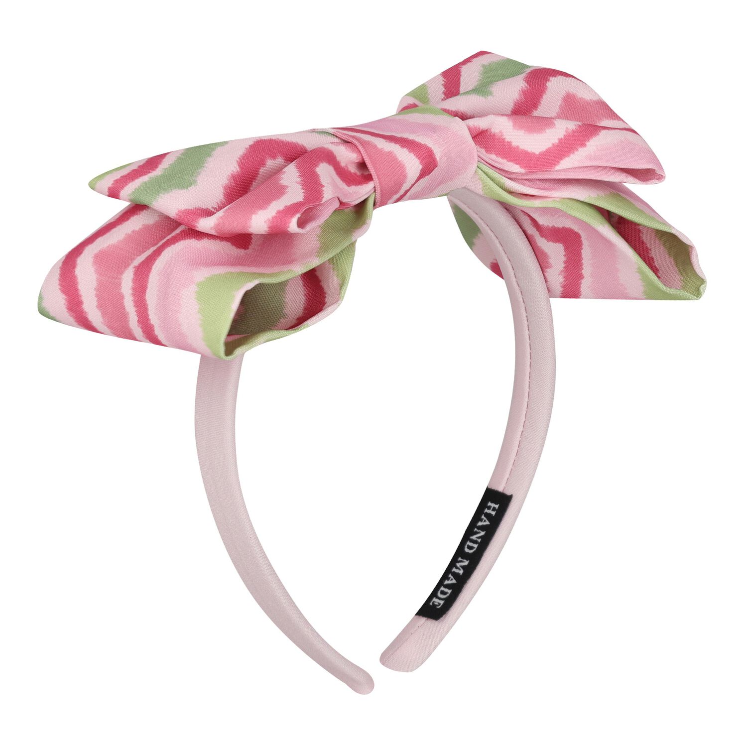 Girls Pink Bow Zigazag Headband, 2, hi-res