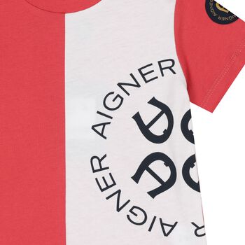 Younger Boys Red & White Logo T-Shirt