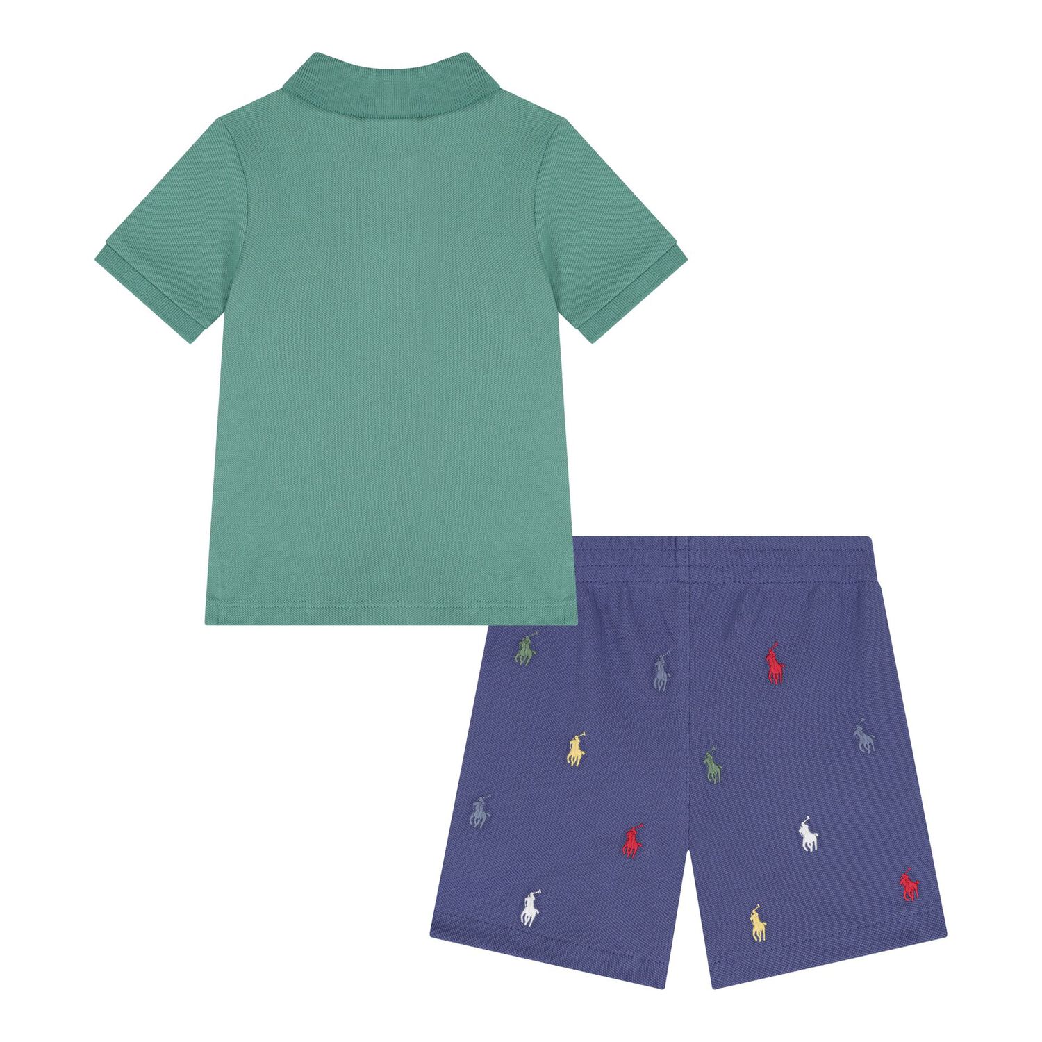 Baby Boys Green & Blue Logo Shorts Set, 1, hi-res image number null