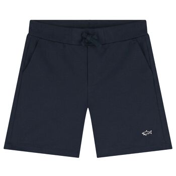 Boys Navy Blue Logo Shorts