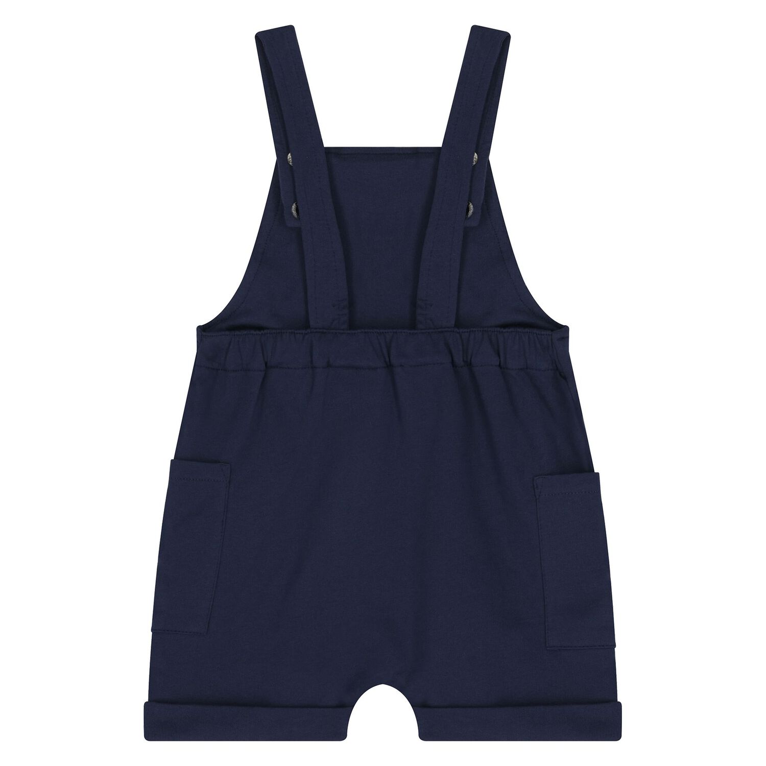 Younger Navy Blue & White Teddy Bear Logo Dungaree Set, 1, hi-res