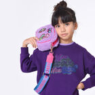 Girls Purple Logo Shearling Shoulder Bag, 1, hi-res