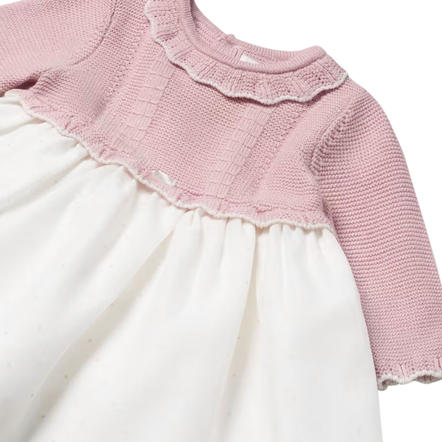 Baby Girls Pink Knit & Organza Dress, 2, hi-res