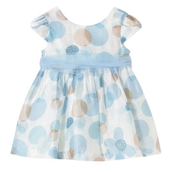 Younger Girls Blue Floral Organza Dress