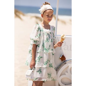 Girls Ivory Floral Chiffon Dress