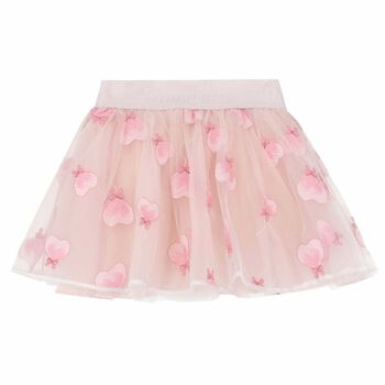 Younger Girls Pink Embroidered Skirt