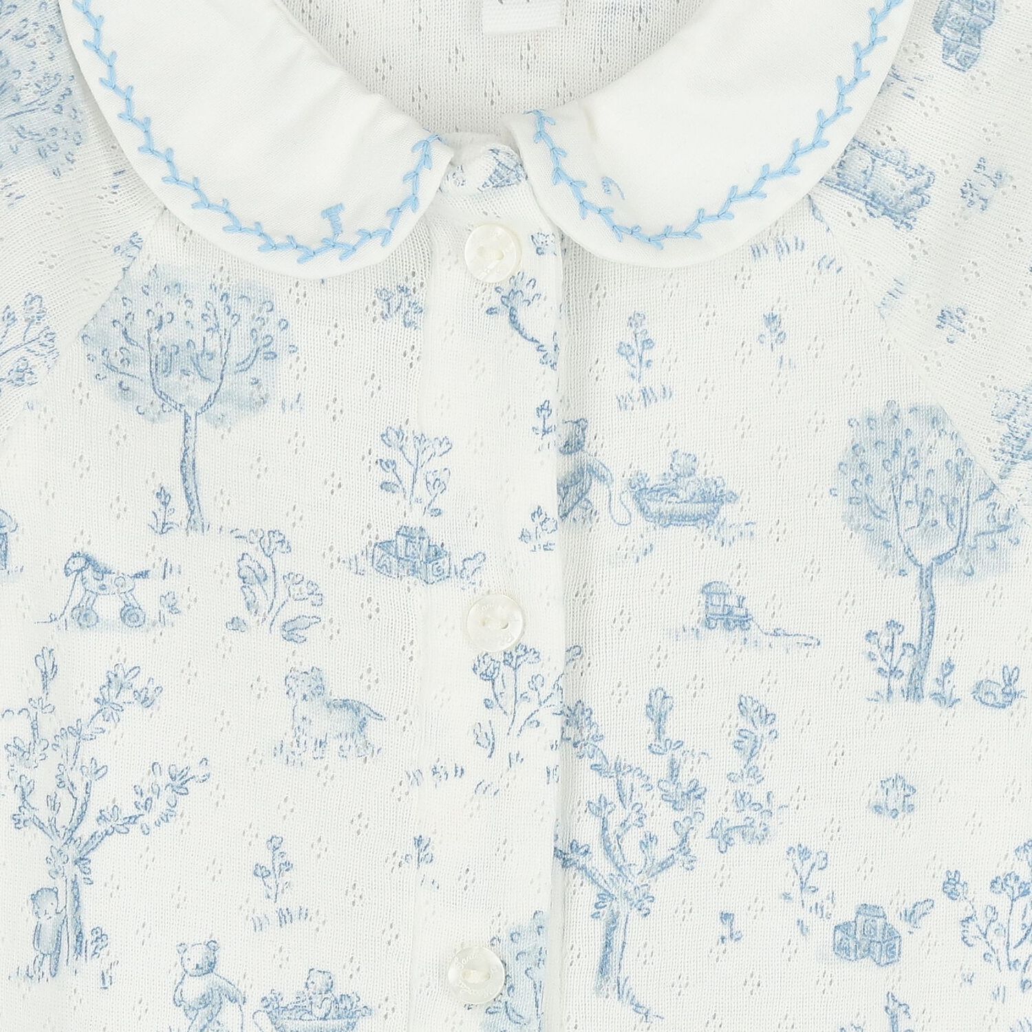 Ivory & Blue Teddy Bear Babygrow, 3, hi-res