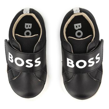 Boys Black Logo Trainers