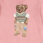 Girls Pink Polo Bear Logo Knitted Sweatshirt, 1, hi-res
