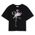 Girls Black Flamingo Logo T-Shirt, 1, hi-res