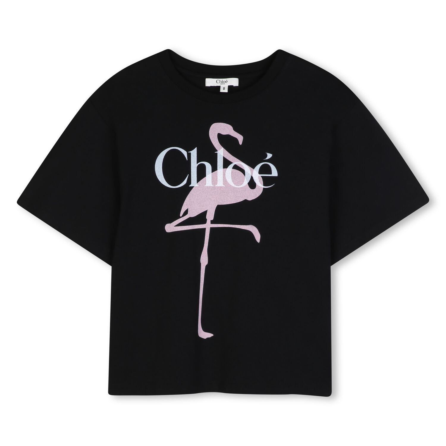 Girls Black Flamingo Logo T-Shirt, 1, hi-res