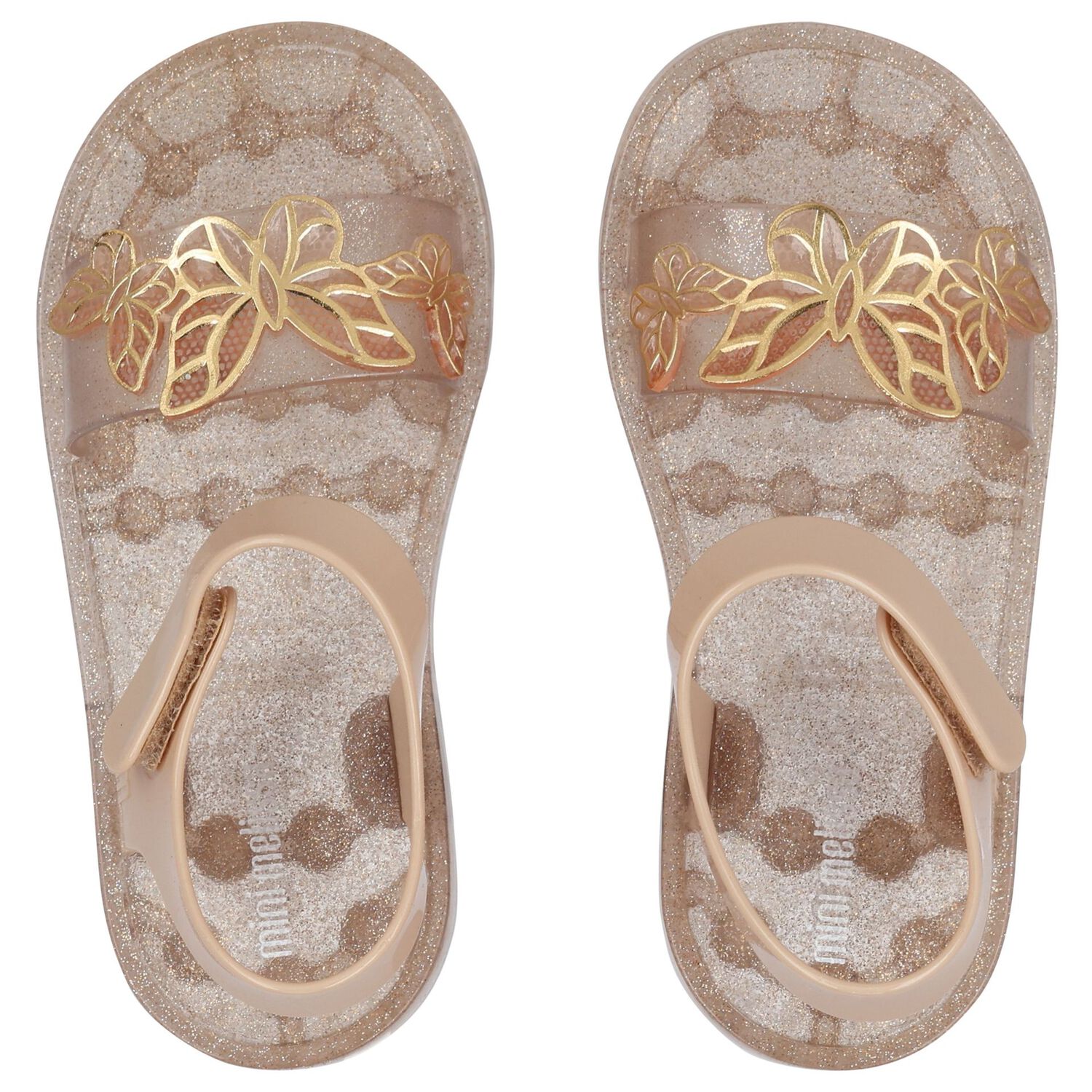 Girls Gold & Beige Jelly Sandals, 1, hi-res image number null