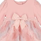 Baby Girls Pink Bow Tulle Dress, 1, hi-res