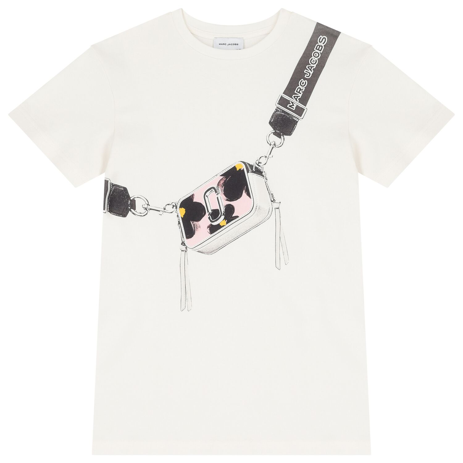 فستان بنات  بالشعار باللون الأبيض, 2, hi-res