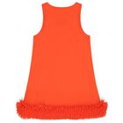Girls Red Tulle Hem Dress, 1, hi-res
