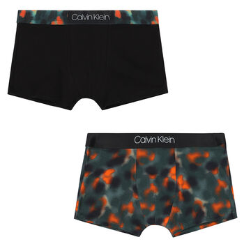 Boys Black & Green Logo Boxer Shorts ( 2-Pack )