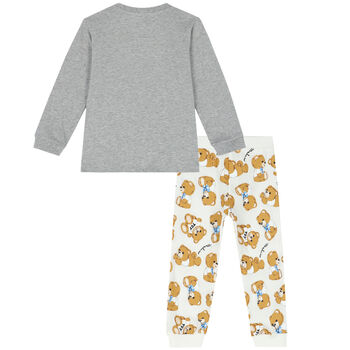 Grey & Ivory Teddy Logo Trousers Set