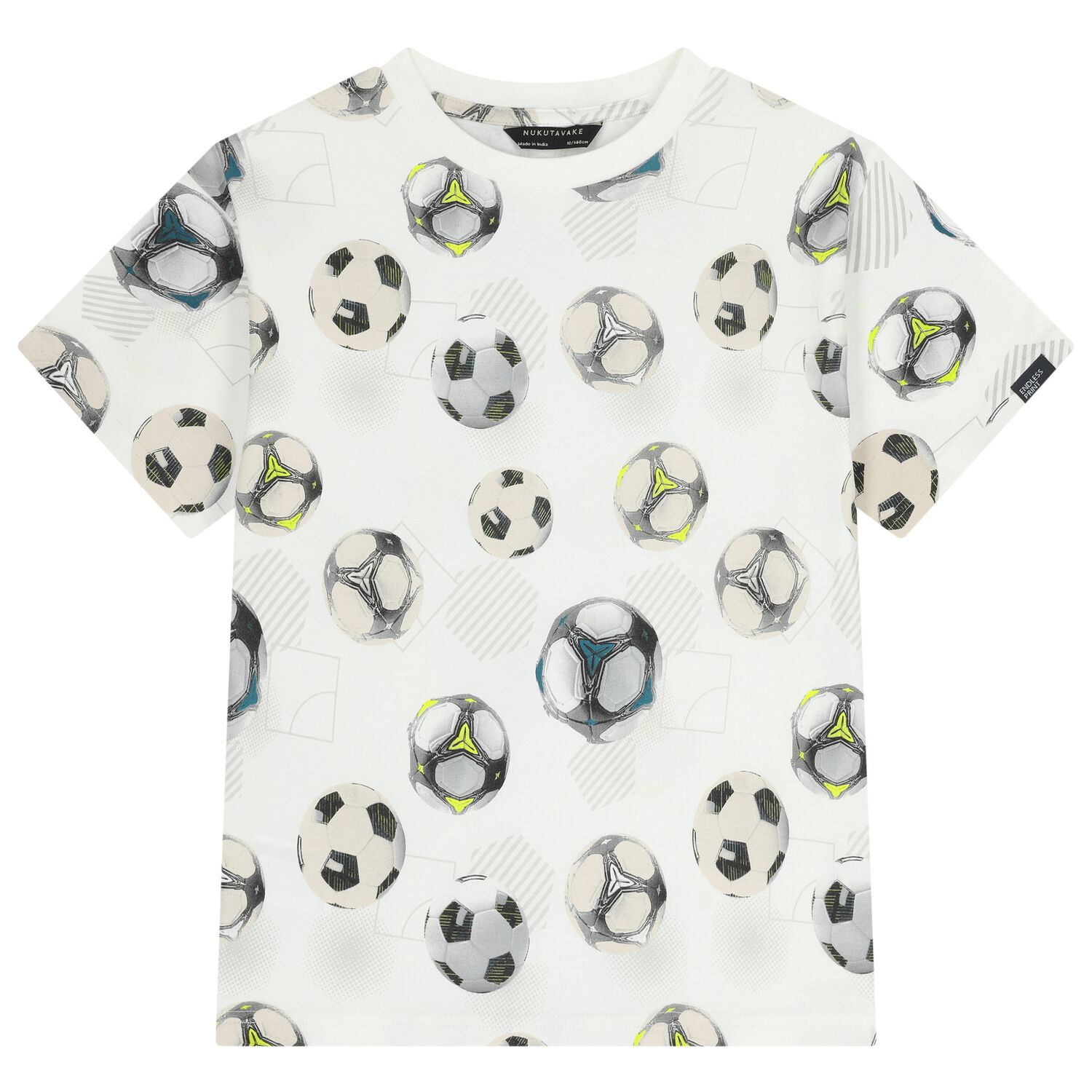 Boys White Multi Football T-Shirt, 2, hi-res