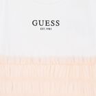 فستان تول بالشعار باللونين الأبيض والوردي للبنات, 2, hi-res