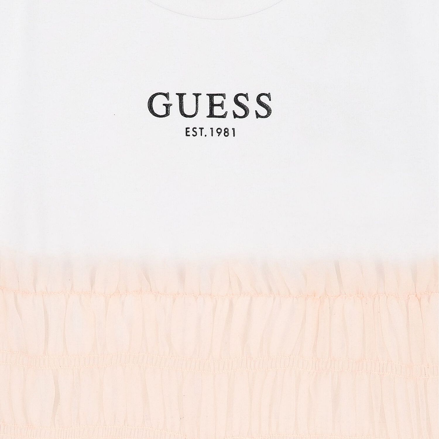 فستان تول بالشعار باللونين الأبيض والوردي للبنات, 2, hi-res image number null