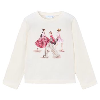 Girls Ivory Long Sleeve Top