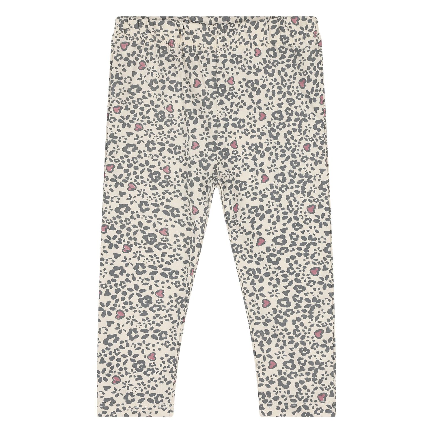 Baby Girls Ivory & Black Heart Leggings, 1, hi-res