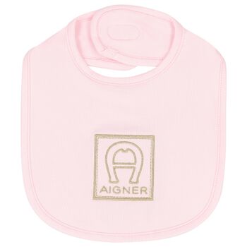 Baby Girls Pink Logo Bib