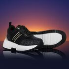 Girls Black & Gold Logo Trainers, 1, hi-res