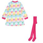 Girls Multi-Coloured Heart Dress Set, 1, hi-res