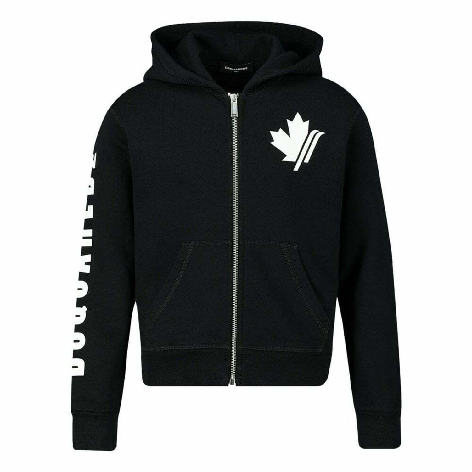 سترة بالقبعة بالشعار باللون الاسود للاولاد, 1, hi-res