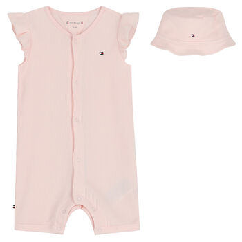 Baby Girls Pink Logo Romper Set