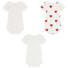 Baby Girls Ivory Hearts Bodysuit ( 3-Pack ), 1, hi-res