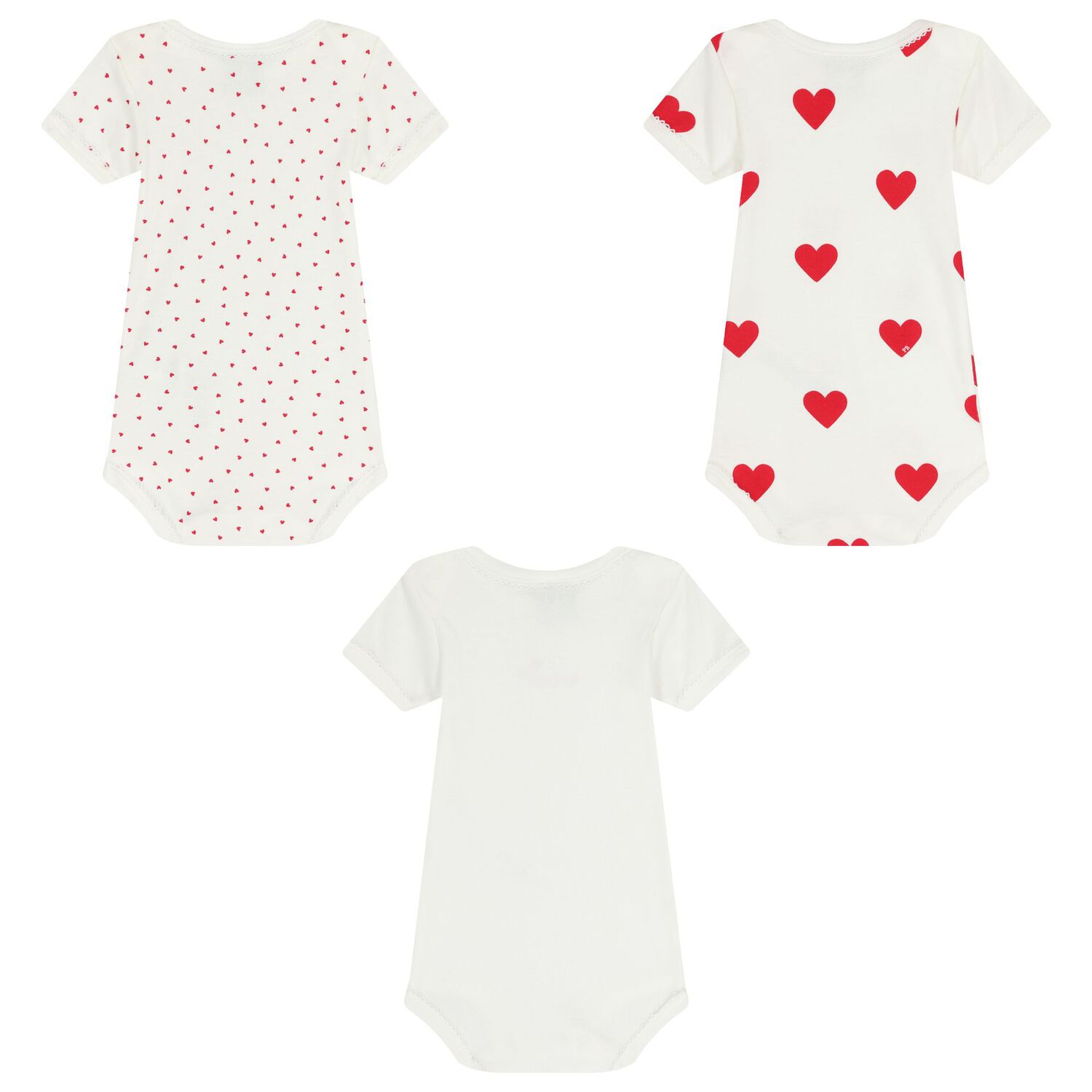 Baby Girls Ivory Hearts Bodysuit ( 3-Pack ), 1, hi-res