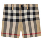 Younger Boys Beige Checkered Shorts, 1, hi-res