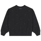 سويت شيرت بنات بالشعار باللون الأسود, 1, hi-res