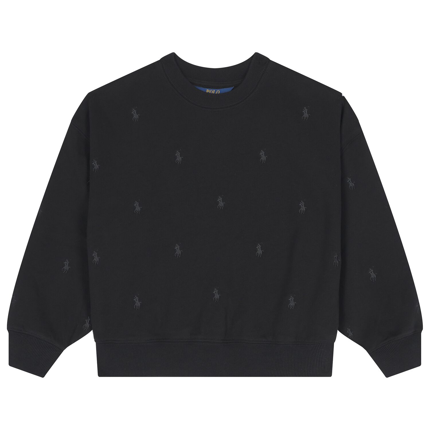 سويت شيرت بنات بالشعار باللون الأسود, 1, hi-res