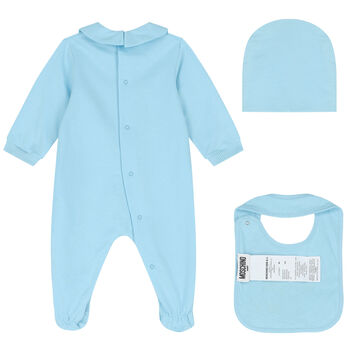 Blue Teddy Bear Logo Babygrow Gift Set