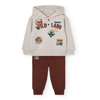 Boys Beige Hooded Tracksuit