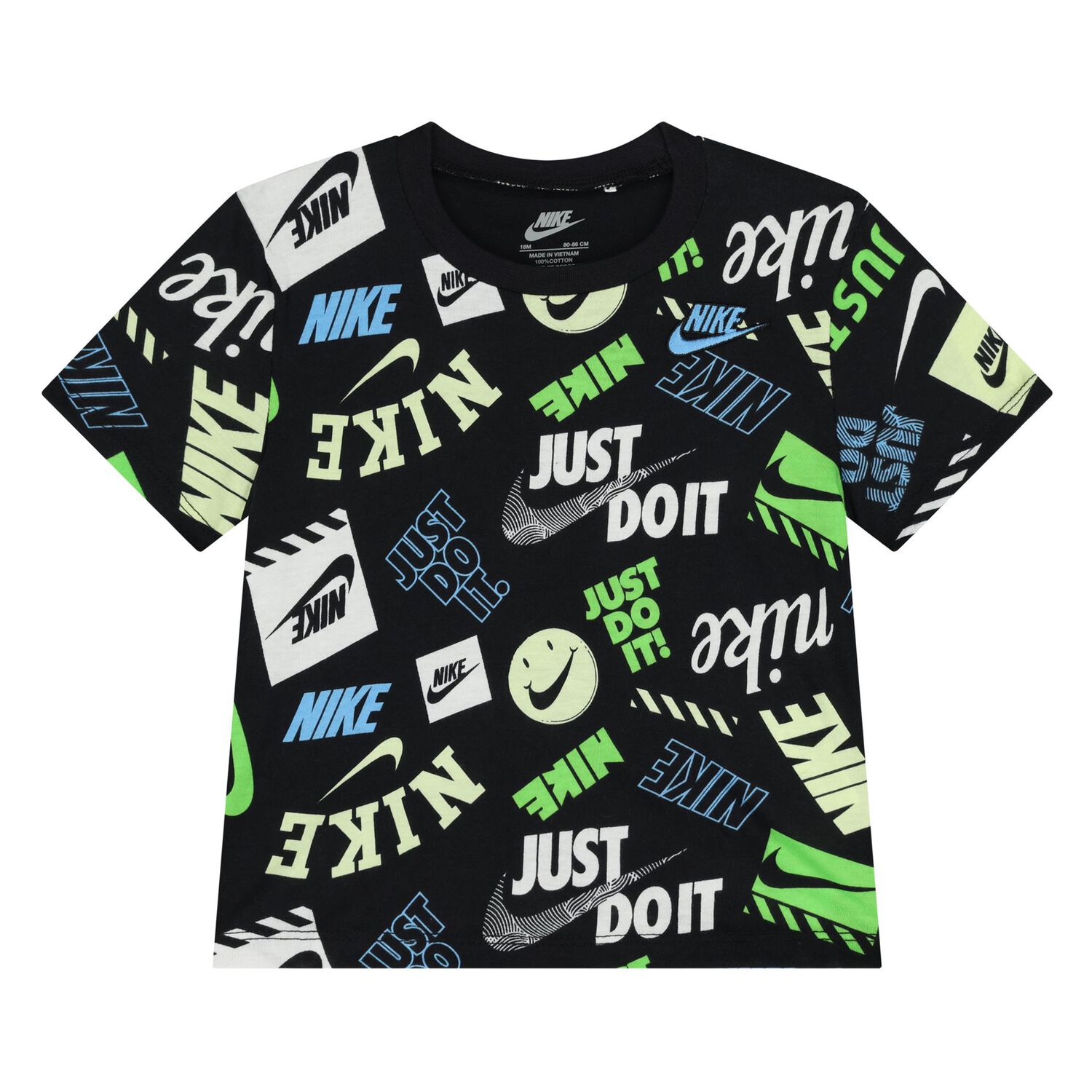 طقم شورت اولاد بالشعار باللون الازرق والاسود , 1, hi-res