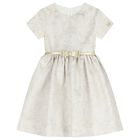 Girls Beige & Gold Floral Dress, 1, hi-res