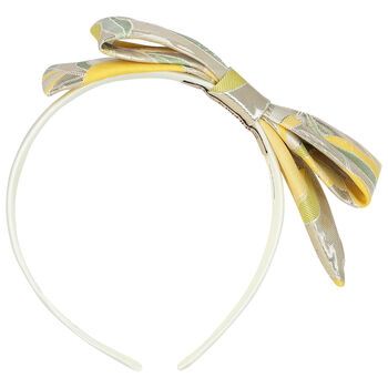 Girls Gold & Ivory Bow Hairband